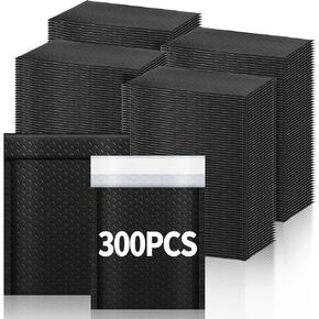 Tenceur 300 Pcs Bubble Mailers Padded Envelopes 4 x 8 Inches and 6 x 10 Inches Bubble Envelopes Strong Adhesion Packaging Bags Waterproof Shipping Bags Mailing Supplies for Small Business(Black)