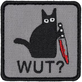 SHEVRONS WUT cat Tactical Funny Morale Patch for Hats, Vests, Jeans, Backpacks, All Clothes, and Gear - Highly Durable and Incredibly Resistant to Fading and Tearing - 2.83 x 2.83 in