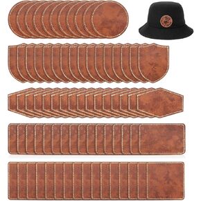 80pcs Blank Leather Patches for Hats, Faux Leatherette Patches with Adhesive, Blank Patches for Embroidery Sew Clothing Jackets Backpack (80) (80)