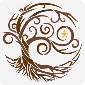 FINGERINSPIRE Tree of Life Stencil 11.8x11.8 inch Starry Night Tree of Life Stencil Plastic Tree Stars Patterns Stencil Reusable Create DIY Crafts and Decor for Painting on Wood Fabric Walls