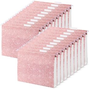 20 Pcs Pink Hanging File Folders 12" x9.25'' Glitter Reinforced Hang Folders Heavy Duty 2" Expansion with 20 Paper 1/5 Cut Adjustable Tab and 20 Plastic Tab for Medical Charts Office