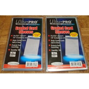 2 Ultra Pro Graded Card Sleeve Packs with Resealable Strip 200 Total (2 100ct Packages). Protects Graded Cards from Scratching and Dust. for Use w/Beckett, BGS, PSA and More.