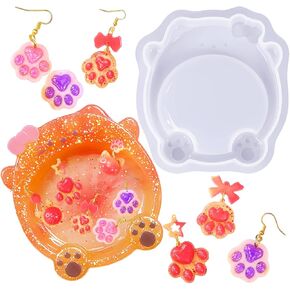 Tray Resin Molds Cat Resin Mold Silicone Epoxy Resin Casting Molds Storage Tray Container Mold for Storing Earrings, Rings, Hair Clips, Keys