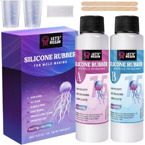 LET'S RESIN 8oz Silicone Mold Making Trial Kit, Fast Cure Mold Making Silicone Rubber, Easy Mixing, Flexible Platinum Cured Molding Silicone for Casting Resin Molds & Silicone Molds (Translucent)