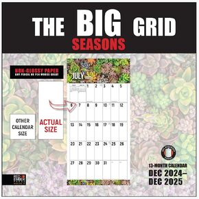 RED EMBER Select - The Big Grid - Seasons in Nature 2025 Wall Calendar 12 Month | 12" x 24" Open | Thick & Sturdy Paper | Giftable | Calendar 2025