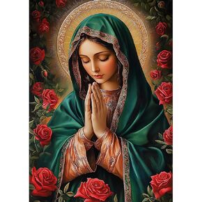 CEOVR Virgin Mary Diamond Painting Kits for Adults, Nativity Diamond Art Dots 5D Full Drill DIY Gem Art, Adult Crafts Kits Arts and Crafts, Wall Decor for Home Office 12x16in