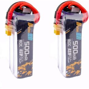4S 500mAh 80C HV LiPo Battery 15.2v XT30 2PCS for Toothpick FPV