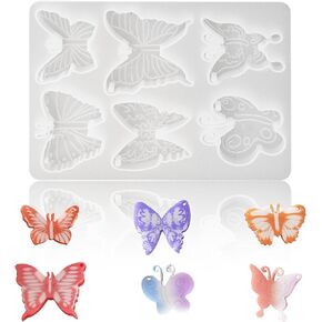 Ysqool Butterfly Resin Earring Mold,6 Styles Butterfly Silicone Mold,Butterfly Epoxy Resin Mold for Earring Keychain Pendant Necklace Jewelry Making,DIY Crafts