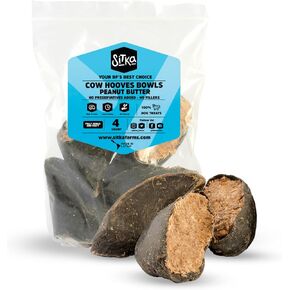 Sitka Farms Beef Hooves Peanut Butter - 4 Count - Long Lasting Dog Chews - All Digestible - Promoting Dental Health for Medium and Large Dogs