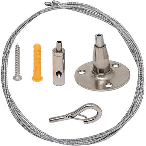 2sets Adjustable Hanging Wire Kit-2pcs 1.5meter/59.1in Stainless Steel Wire Rope+2pcs Spring Hook Hanging Disc-2sets Portable Hook & Eye Turnbuckle Tension for Furniture, Lamp,Picture(Silver)