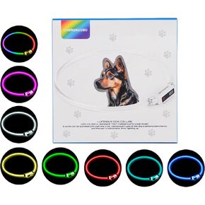Multi-Color LED Dog Collar Rechargeable - Adjustable Glowing Collar for Most Dogs, Waterproof Reflective & Long-Lasting 200mAh Battery by Chengnuobo