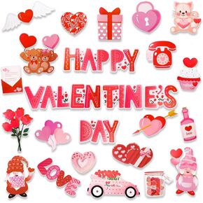 Valentine's Day Bulletin Board Decorations, Konsait 47Pcs Valentines Day Cutouts Valentines Classroom Decorations, Pink Heart Valentines Bulletin Board Decorations for Classroom Office Home Decor