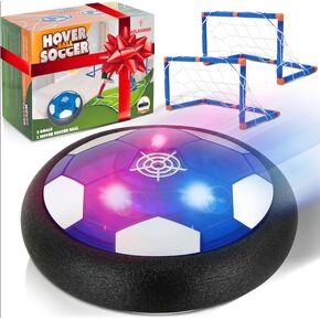 Hover Soccer Ball with LED Lights & 2 Goals – Indoor Soccer Game for Kids, Boys, Girls & Adults – Air-Powered Floating Toy with Foam Bumpers – Safe & Fun Family Sports Game Gift Birthday Holidays