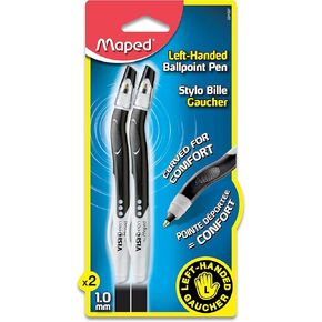 Maped - Visio Left-Handed Quick-Drying Ballpoint Pen - Left Handed - Innovative (Black, 2 unit)
