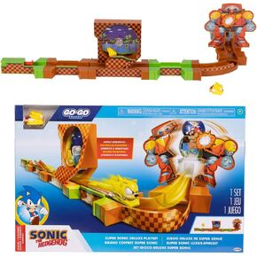 Sonic The Hedgehog Go Go Racers Deluxe Playset with Diecast Super Sonic Figure, Combine with The Sonic Adventure Playset