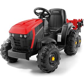 Elemara 24V 9ah Ride On Tractor مع مقطورة سهلة القابلة للفصل ، وركوب 24 فولت على ألعاب للأطفال الكبار ، و 400 واط سيارة كهربائية ركوب سيارة جرار مع مجرفة ، وجميع التضاريس ، للأعمار 3+ ، والموسيقى ، والأزرق ،
