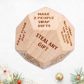 Santa Swap Gift Exchange Dice ، Dip Exchange Dice ، Christmas Games for Women Men Come ، Gifts Party Gifts Game ، Wood Christmas ، 0.8 inch 1pcs
