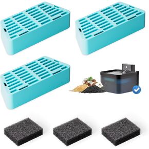 Replacement Filter for Battery Operated Cat Water Fountain, 3 Filters & 3 Pre-Filter Sponges Replacement Filters for Hsbao Cat Water Fountain