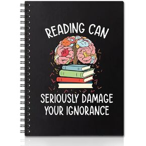 Reading Can Seriously Damage Gold Foil Hardcover 160 Pages Spiral Notebooks, Office Gift for Bookworm Book Lovers, Funny Book Review Notebook, Leaving Going Away For Coworker Boss Women Men