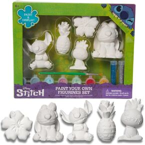 Disney Mickey and Friends DIY Paint Your Own Figurines Arts and Crafts Set for Kids, Paint, Paint Brush, and Glitter – Mickey Mouse, Minnie Mouse, Daisy and Donald Duck