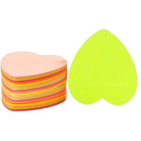 6 Pads Sticky Notes Set, Colorful Self-Stick Pads, 3x3 inches Heart Shaped Cube Notes,5 Colors, 100 Sheets Pad