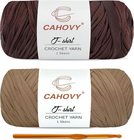 2 حزمة غزل تي شيرت ، 400g/110yds بوليستر مرنة عالية ، بني فاتح+القهوة in Kuwait