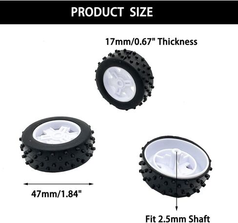10PCS Toy Car Wheel 47mm Plastic Toy Car Tire Wheels with 5PCS Metal Shaft Round Rod Axles for RC Car Truck Robot DIY Model Toy Parts (2.5x47mm) in Kuwait