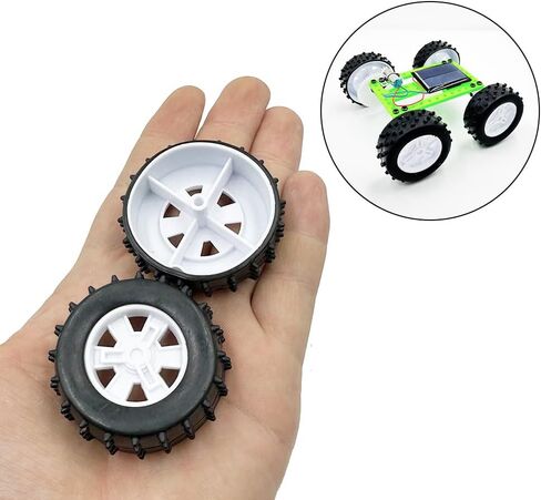 10PCS Toy Car Wheel 47mm Plastic Toy Car Tire Wheels with 5PCS Metal Shaft Round Rod Axles for RC Car Truck Robot DIY Model Toy Parts (2.5x47mm) in Kuwait