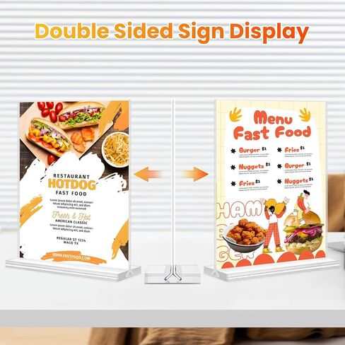 Acrylic Sign Holder, 5x7, 15 Pack Vertical Clear Table Menu Display, Double Sided, Plastic Stand, Suitable for Restaurants, Office, Store, Fair in Saudi Arabia