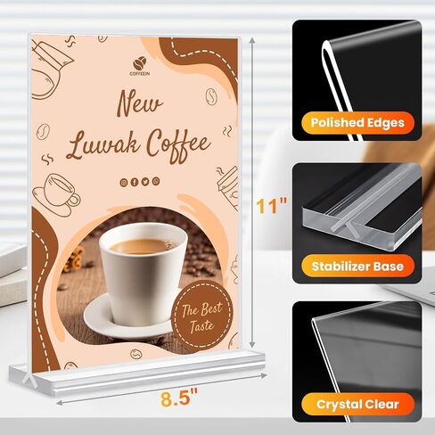Acrylic Sign Holder, 5x7, 15 Pack Vertical Clear Table Menu Display, Double Sided, Plastic Stand, Suitable for Restaurants, Office, Store, Fair in Saudi Arabia