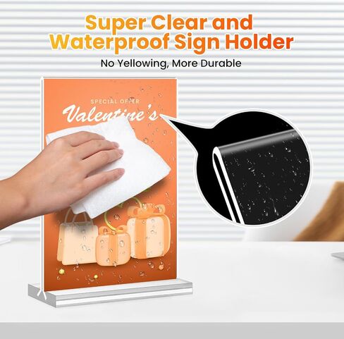 Acrylic Sign Holder, 5x7, 15 Pack Vertical Clear Table Menu Display, Double Sided, Plastic Stand, Suitable for Restaurants, Office, Store, Fair in Saudi Arabia