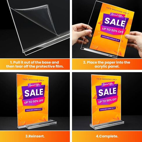 Acrylic Sign Holder, 5x7, 15 Pack Vertical Clear Table Menu Display, Double Sided, Plastic Stand, Suitable for Restaurants, Office, Store, Fair in Saudi Arabia