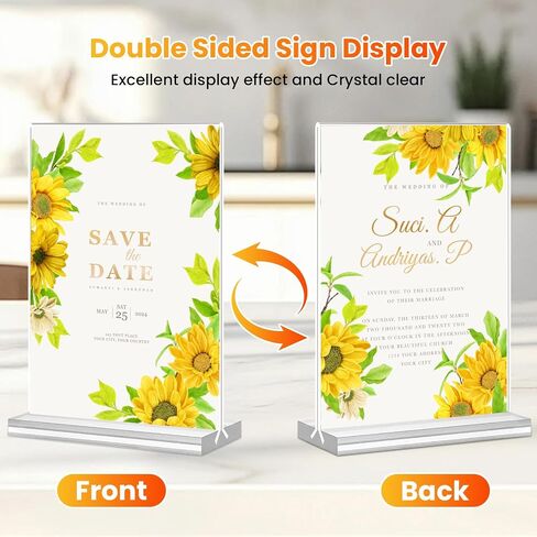Acrylic Sign Holder, 5x7, 15 Pack Vertical Clear Table Menu Display, Double Sided, Plastic Stand, Suitable for Restaurants, Office, Store, Fair in Saudi Arabia
