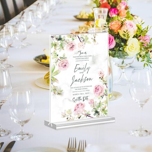 Acrylic Sign Holder, 5x7, 15 Pack Vertical Clear Table Menu Display, Double Sided, Plastic Stand, Suitable for Restaurants, Office, Store, Fair in Saudi Arabia