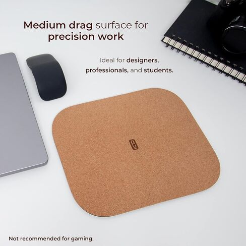 Travel Mouse Pad, Cork with Non-slip TPE Back, Small 8.1" x 6" x 5 mm Thick, Medium-drag for Precision Computer Work, 100% Upcycled, Premium Fine-grain Cork Comfort, Soft Surface, Non-toxic Mat in Saudi Arabia
