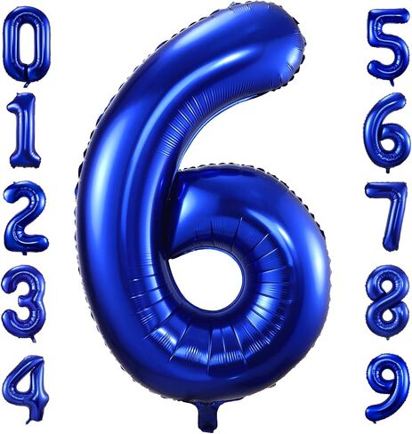 Navy Blue Number 6 بالونات ، 40 بوصة غامقة الأزرق 6 بالون عيد ميلاد كبير رقائق مايلر رقم البالونات الرقمية لتخرج حفلة عيد ميلاد ديكورات الذكرى السنوية in Saudi Arabia