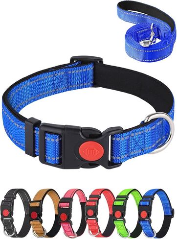 Aeclleca Reflective Dog Collar and Leash Set with Safety Locking Buckle，Adjustable Soft Nylon Pet Collars for Small Medium Dogs (Black, S) in Saudi Arabia