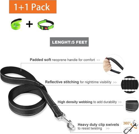 Aeclleca Reflective Dog Collar and Leash Set with Safety Locking Buckle，Adjustable Soft Nylon Pet Collars for Small Medium Dogs (Black, S) in Saudi Arabia