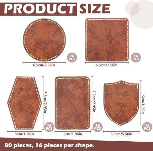 80pcs Blank Leather Patches for Hats, Faux Leatherette Patches with Adhesive, Blank Patches for Embroidery Sew Clothing Jackets Backpack (80) (80) in Kuwait