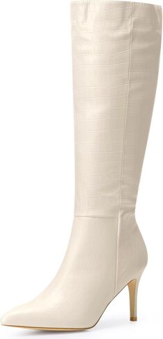 Perphy Pointed Toe Stone Printed Boot Stiletto Heel Knee High Boots for Women in Saudi Arabia