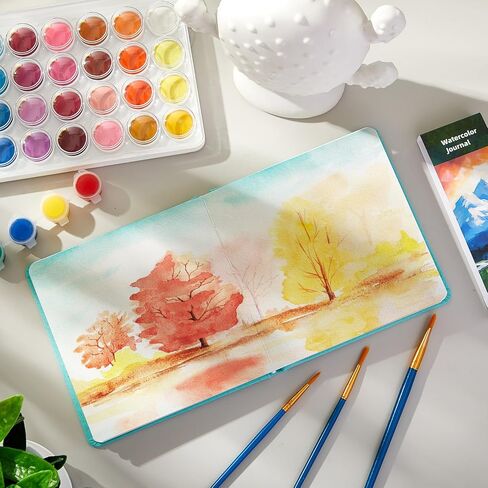 Dispowreath 5.5 "× 5.5" Sketchbook Bookbook Journal Square Bookbook Cold Press 140lb 300gsm Cotton Paper 48 Pages Place Notebook Paper (الفيروز ، 5.5 × 5.5 بوصة) in Saudi Arabia