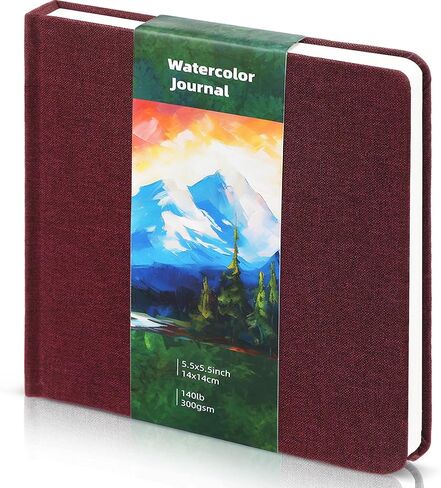 Dispowreath 5.5 "× 5.5" Sketchbook Bookbook Journal Square Bookbook Cold Press 140lb 300gsm Cotton Paper 48 Pages Place Notebook Paper (الفيروز ، 5.5 × 5.5 بوصة) in Saudi Arabia