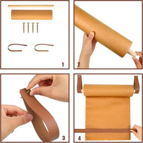 Lincia Wall-Mounted 12" Kraft Paper Roll Dispenser-Roller Kraft Paper Roll Display - Wall Decor/Butcher Paper Holder - Includes 30meter Kraft Paper Roll for Artwork, to-do Lists, Ideas Ideal for Home in Saudi Arabia