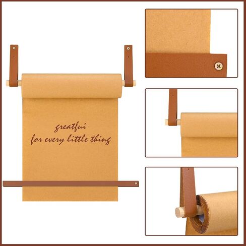 Lincia Wall-Mounted 12" Kraft Paper Roll Dispenser-Roller Kraft Paper Roll Display - Wall Decor/Butcher Paper Holder - Includes 30meter Kraft Paper Roll for Artwork, to-do Lists, Ideas Ideal for Home in Saudi Arabia