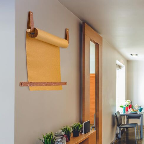 Lincia Wall-Mounted 12" Kraft Paper Roll Dispenser-Roller Kraft Paper Roll Display - Wall Decor/Butcher Paper Holder - Includes 30meter Kraft Paper Roll for Artwork, to-do Lists, Ideas Ideal for Home in Saudi Arabia