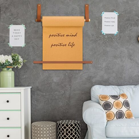 Lincia Wall-Mounted 12" Kraft Paper Roll Dispenser-Roller Kraft Paper Roll Display - Wall Decor/Butcher Paper Holder - Includes 30meter Kraft Paper Roll for Artwork, to-do Lists, Ideas Ideal for Home in Saudi Arabia