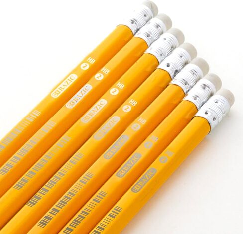 BAZIC Pencil #2 HB Pencils, Latex Free Eraser, Premium Wood Yellow Unsharpened Pencils (12/Pack), 1-Pack in Saudi Arabia