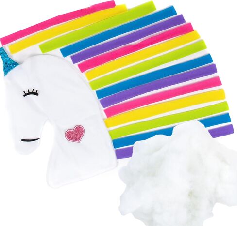 Made By Me Make Your Own Unicorn Pillow by Horizon Group USA, Unicorn Shaped DIY Decorative Pillow. Fiberfill, Glitter Stickers & Rainbow Fleece Strips Included. No Sewing Needed in Kuwait