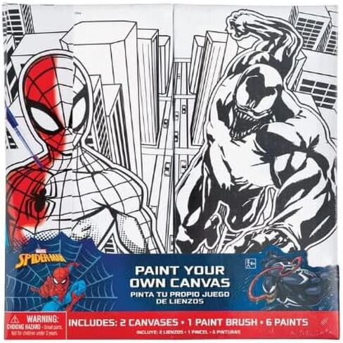 Marvel Avengers Color Your Own Canvas- 2 Canvases (8" x 4" ), 1 Brush, 6 Vivid Paints - Perfect Creative Gift for Kids & Fans - 1 Set in Saudi Arabia