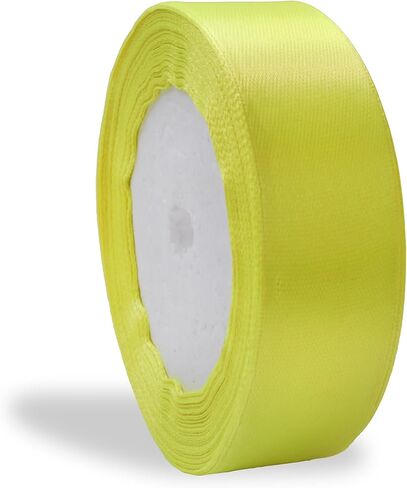 الشريط 1 بوصة كهربائية أصفر نيون أشرطة صفراء للحرف اليدوية هدية الشريط ضوء الجير الساتان لفة الشريط الصلبة 1 في × 25 ياردة in Kuwait